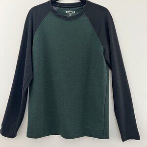 Orvis Men's Long Raglan Sleeve Activewear Shirt Black Green S